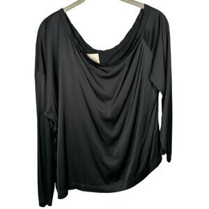Chaser Black Off The Shoulder Satin Long Sleeve Top Women's Medium